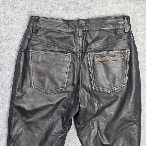 Harley-Davidson Leather Pants Womens 2 Black Genuine Motorcycle Riding Biker - Picture 10 of 11